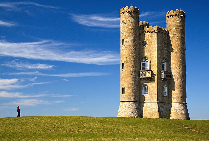 The original image featuring a person on the left and a castle on the right