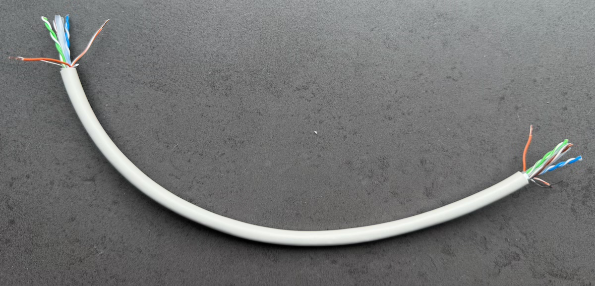 A piece of cut Ethernet cable of which one twisted
pair will be used